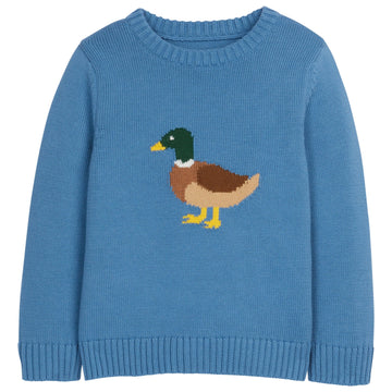 little english classic childrens clothing boys light blue sweater with duck motif