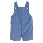 little english classic childrens clothing boys gray blue corduroy shortall with wooden buttons