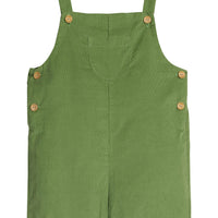 Little English classic shortall for little boys. Watercress green corduroy shortall with wood button details and small pocket in the center