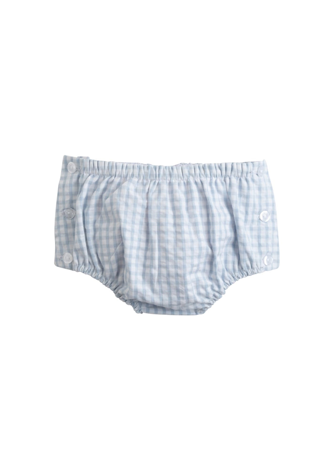 light blue seersucker gingham diaper cover for baby boy, classic Little English clothing