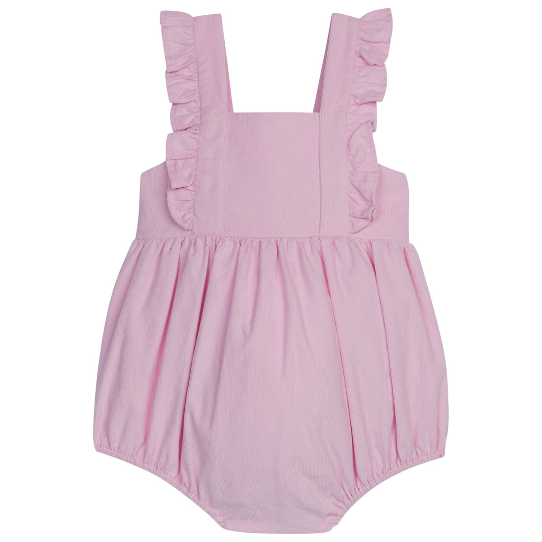 little english classic childrens clothing baby girls light pink bubble with ruffled criss cross straps 