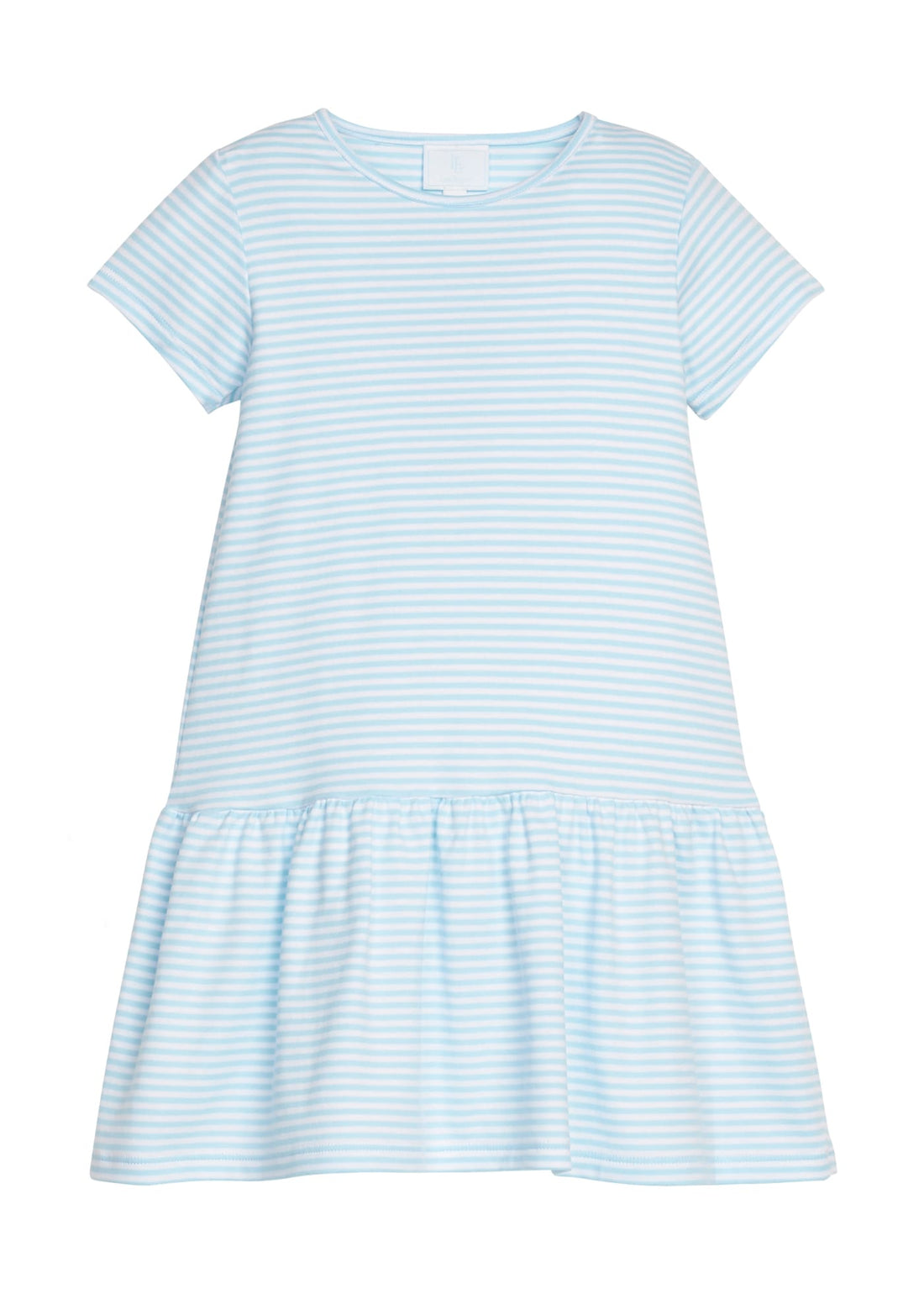 Little English classic Kari T-shirt dress in light blue and white sky stripe, for little girl