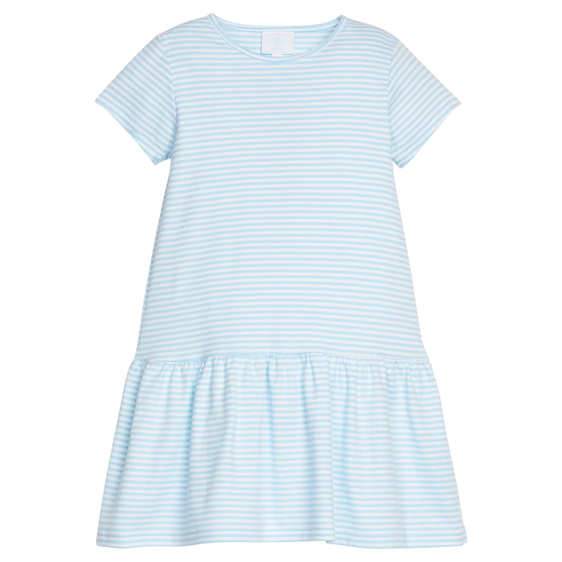 Little English classic Kari T-shirt dress in light blue and white sky stripe, for little girl
