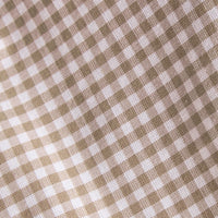 Little English traditional children's clothing. Tan and white Khaki Gingham fabric swatch