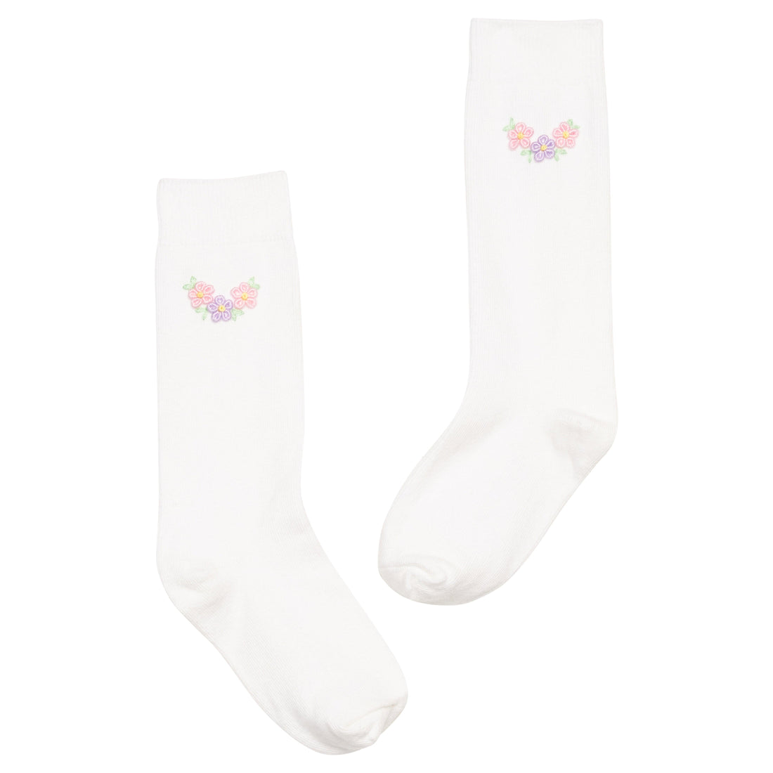 Little English classic knee high socks with pink and purple briarcliff floral motif 