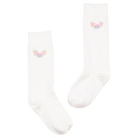 Little English classic knee high socks with pink and purple briarcliff floral motif 