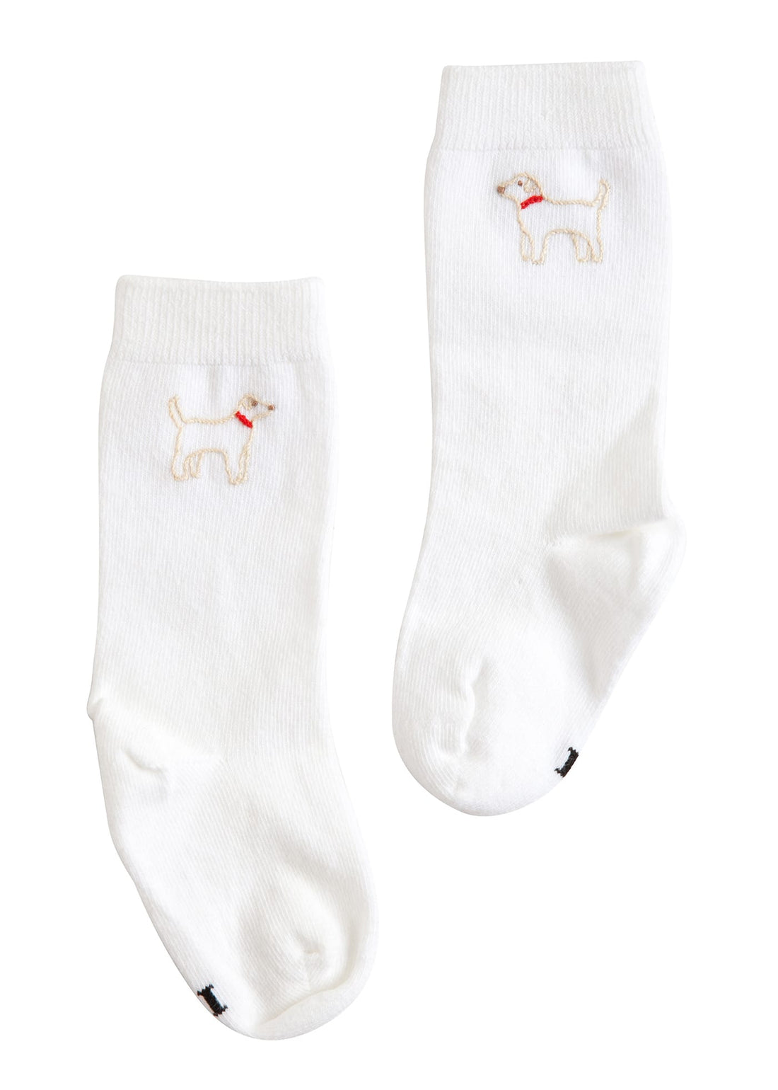 Little English classic kids clothing, white knee high socks with lab embroidery for little girls and boys