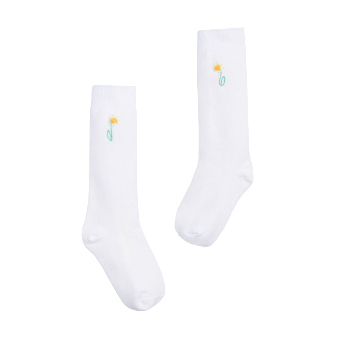 Little English embroidered knee high socks with daffodils