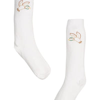 Little English classic kids clothing, white knee high socks with flying mallard embroidery for little boys
