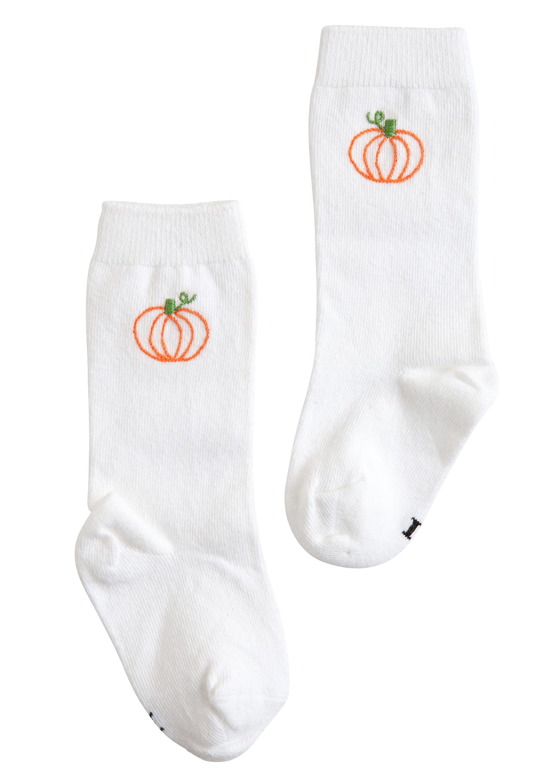 Little English classic kids clothing, white knee high socks with orange pumpkin embroidery for little girls and boys