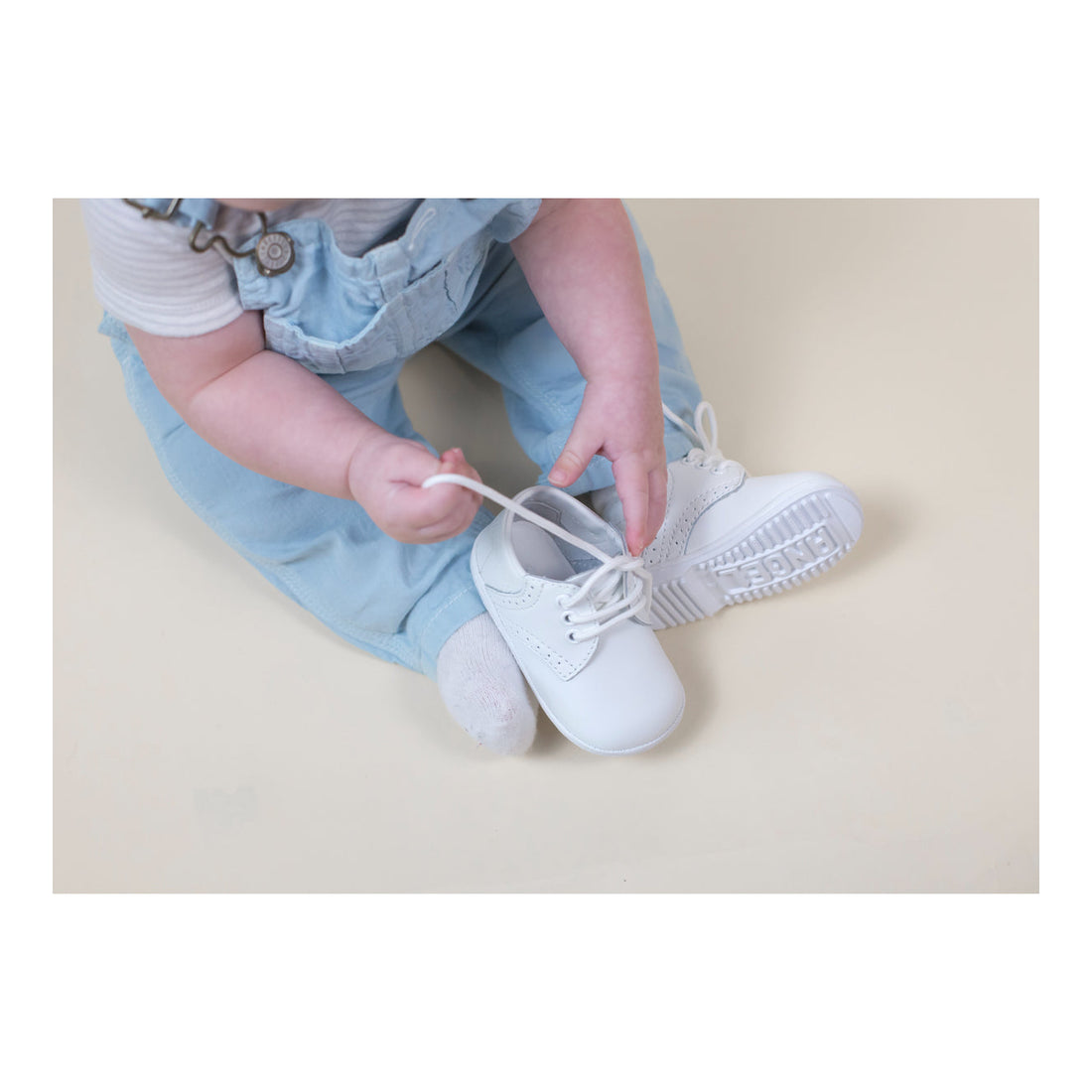James Baby White Leather Lace Up Shoe