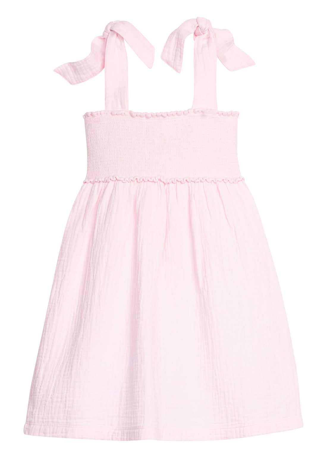 Little English classic leela dress in jaipur pink with smocked details and self tie shoulder straps, for little girl 