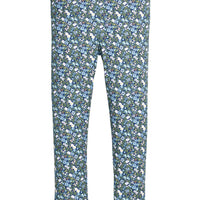 little english classic childrens clothing, girls stretchy blue and green floral legging pull on style for little girls