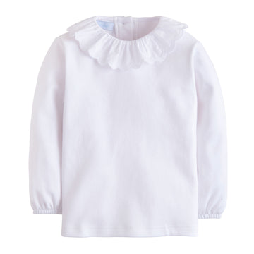 little english classic childrens clothing girls white long sleeve blouse with white scalloped collar