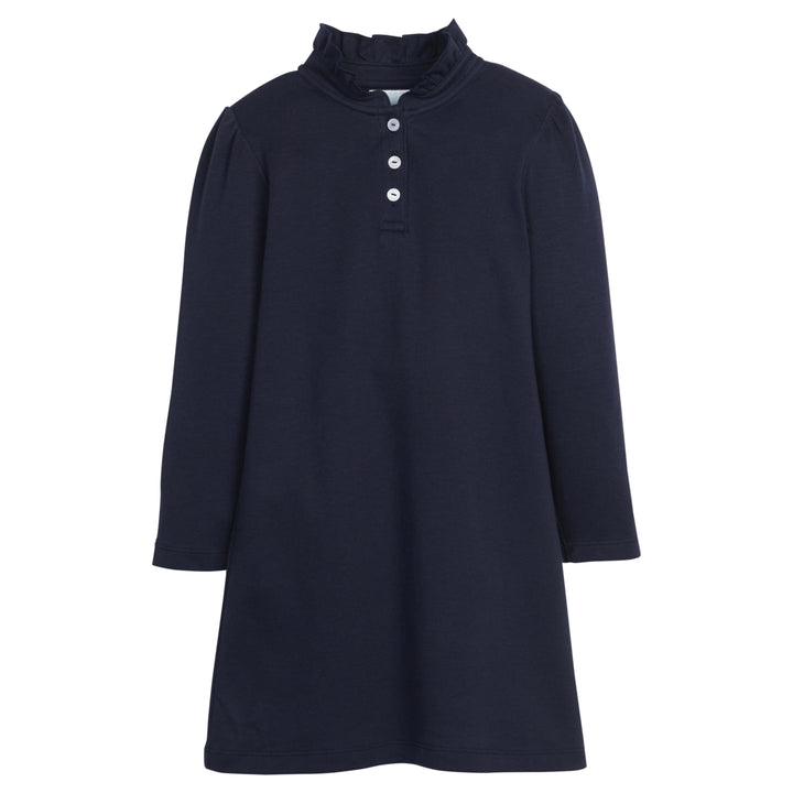 Girls Navy Long Sleeve Hastings Polo Dress Little English
