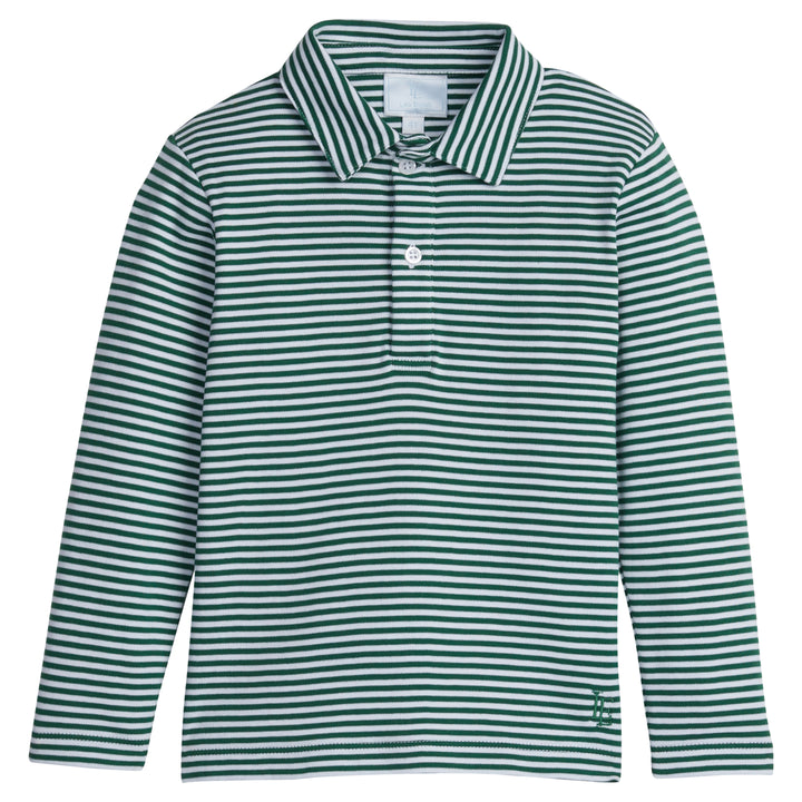 little english classic childrens clothing boys striped hunter green long sleeve polo