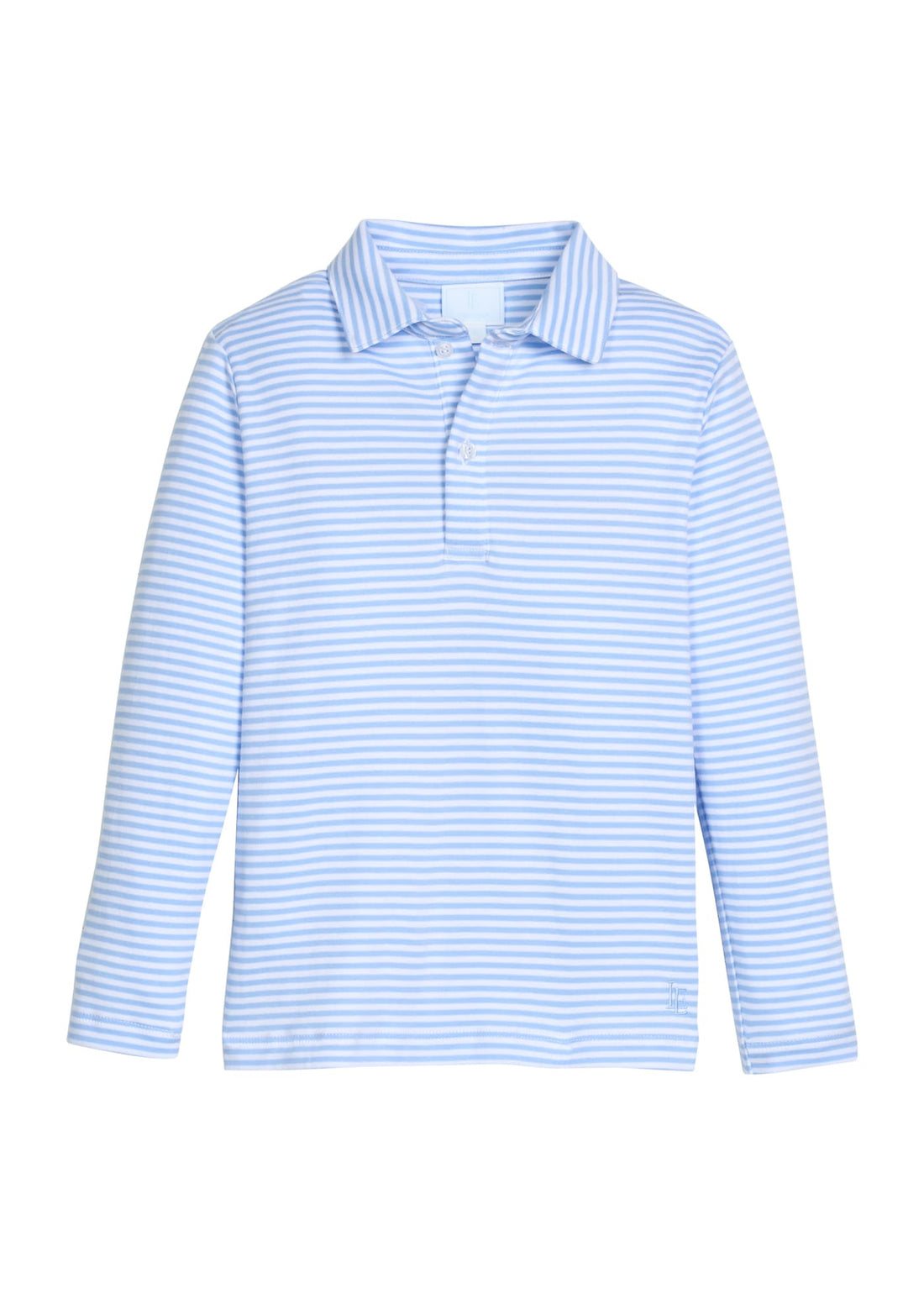little english classic childrens clothing boys light blue and white striped long sleeve polo