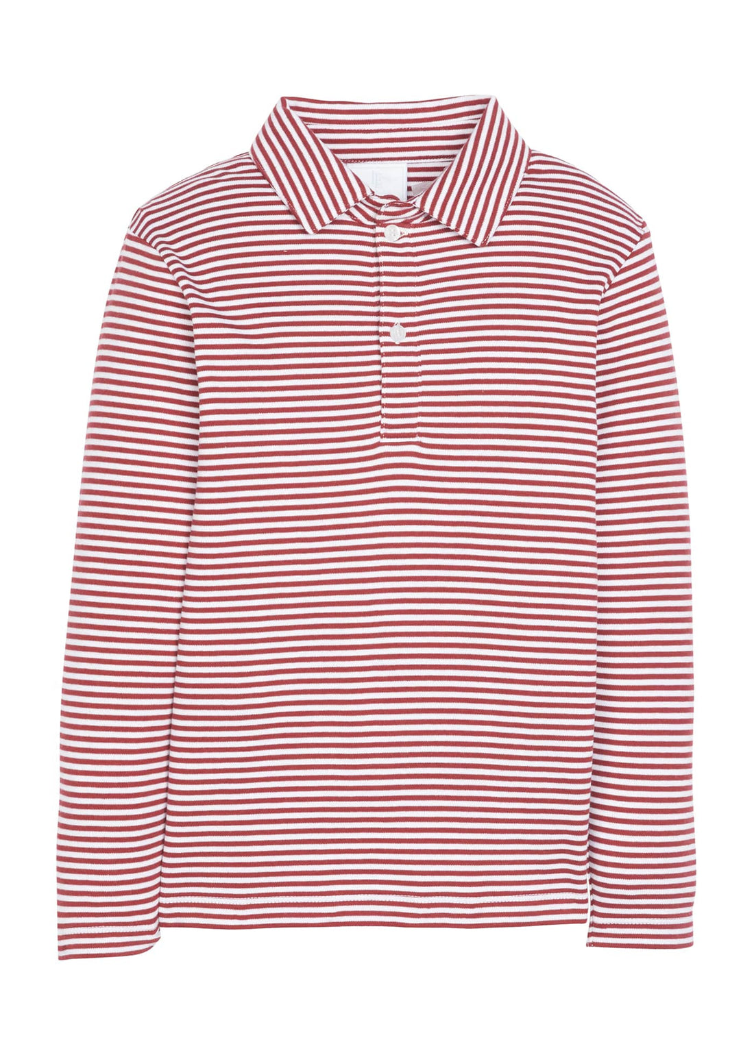 Little English classic childrens clothing boy maroon and white striped long sleeve polo