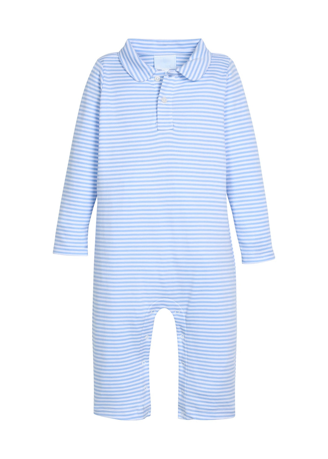 little english classic childrens clothing boys light blue and white striped long sleeve polo romper