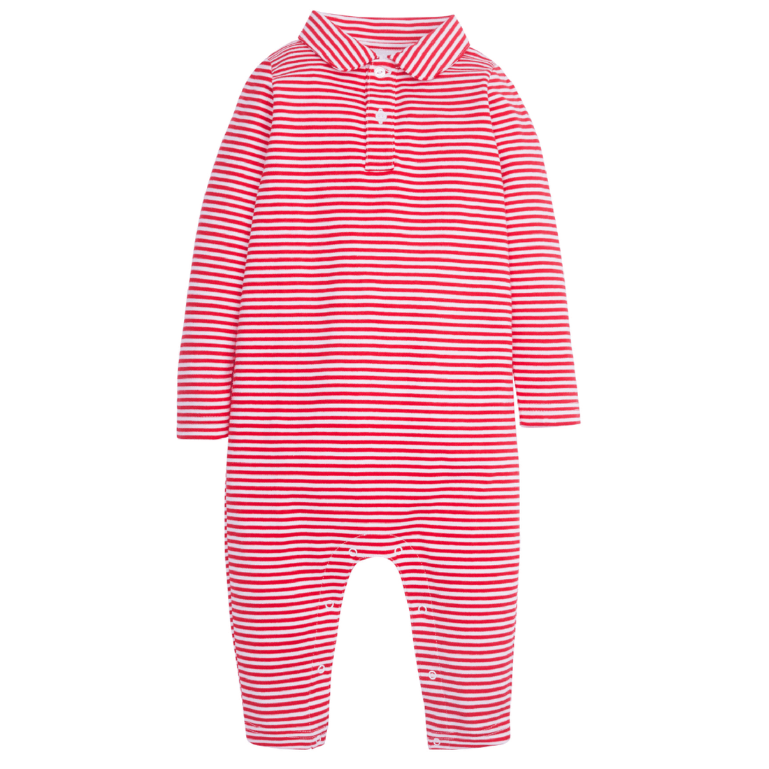 little english classic childrens clothing boys red and white striped long sleeve polo romper