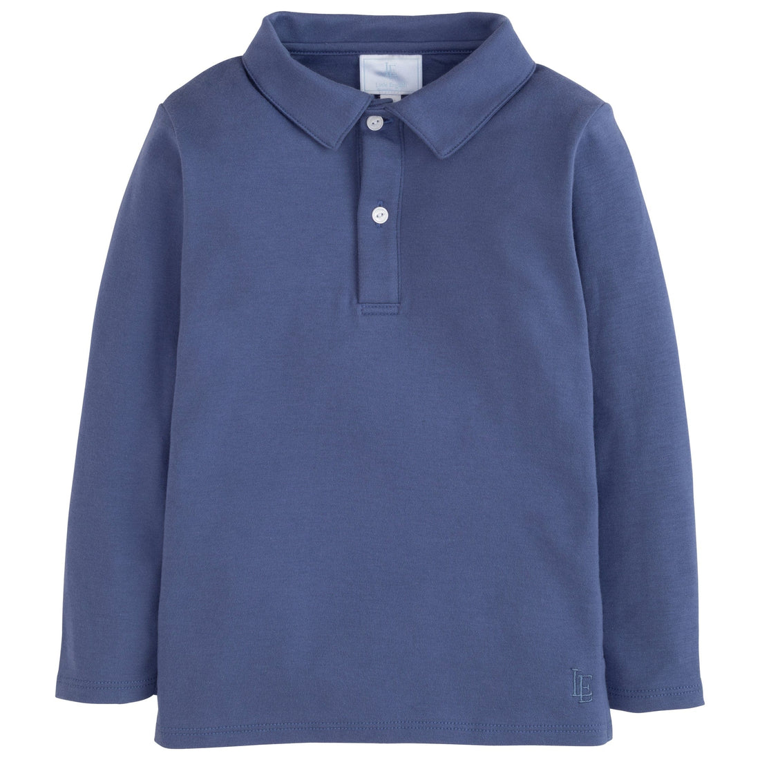 little english classic chidlrens clothing boys long sleeve gray/blue polo