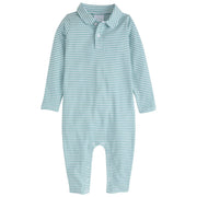 little english classic childrens clothing boys canton and white striped long sleeve polo romper