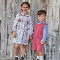 Little English classic toddler boy royal blue and white gingham button down with peter pan collar 