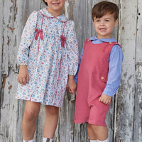 Little english classic toddler boy nantucket red corduroy john john with wooden buttons on tabs and shoulders 