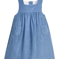 Little English traditional children's clothing.  Stormy blue corduroy jumper for young girls for Fall