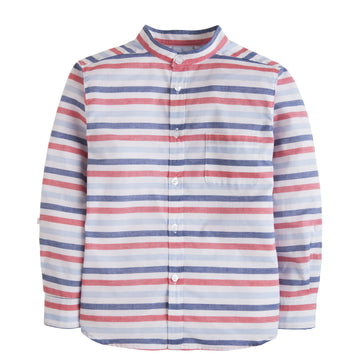 Little English boy's button down shirt, patriotic stripe shirt for summer