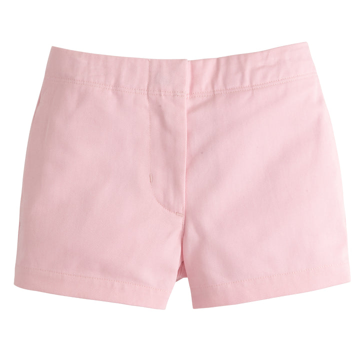 Little English classic children's clothing, girl's traditional flat front short with adjustable waist in light pink twill