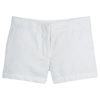 Little English classic children's clothing, girl's traditional flat front short with adjustable waist in white twill