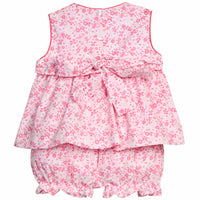 Little English traditional children's clothing.  Azalea pink floral two-piece set for baby girls