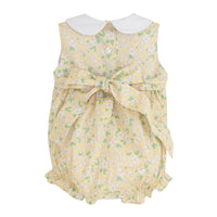 Little English classic children's clothing, girl's yellow floral bubble for spring