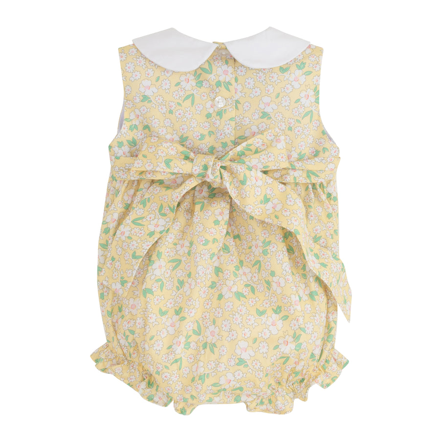 Little English classic children's clothing, girl's yellow floral bubble for spring