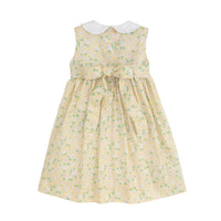 Little English girl's yellow floral spring dress, classic girl's clothing