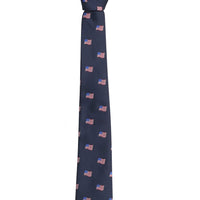 Little English traditional children's clothing.  Navy blue neck tie with American flag print for boys for Spring