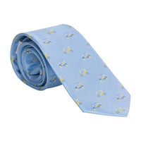 Little English Classic neck tie in light blue with golf cart motifs, for little boy 