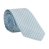 little english classic children's clothing,  boys light blue gingham necktie 
