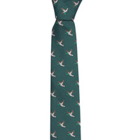 Little English traditional children's clothing.  Boy's hunter green patterned neck tie with mallards for formal occasions.