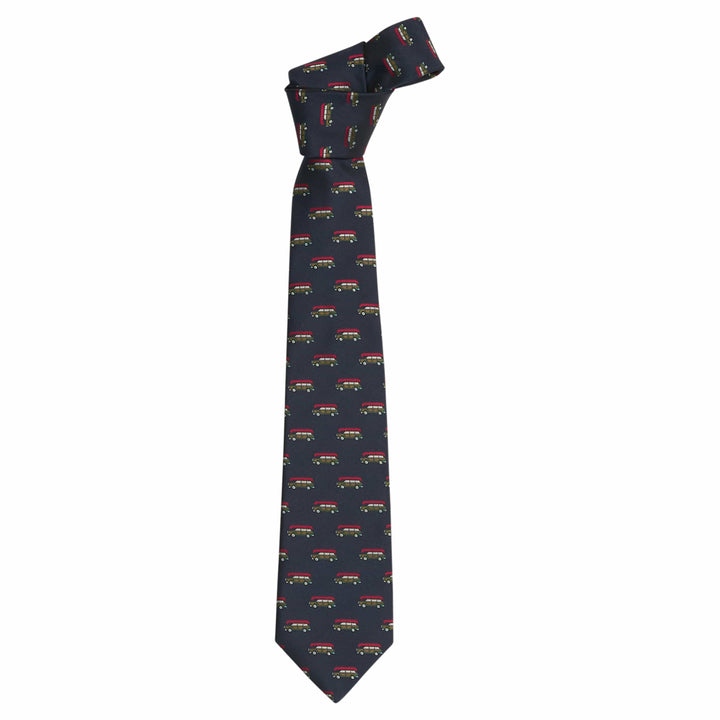 little english classic children's clothing, boys navy neck tie with all over wagoneer print 