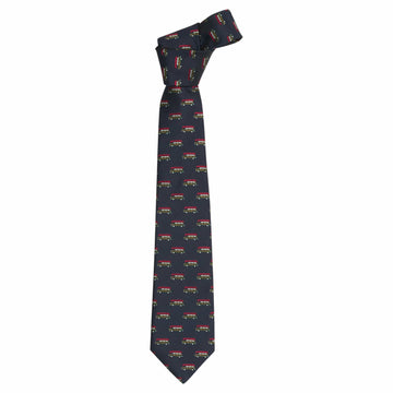little english classic children's clothing, boys navy neck tie with all over wagoneer print 
