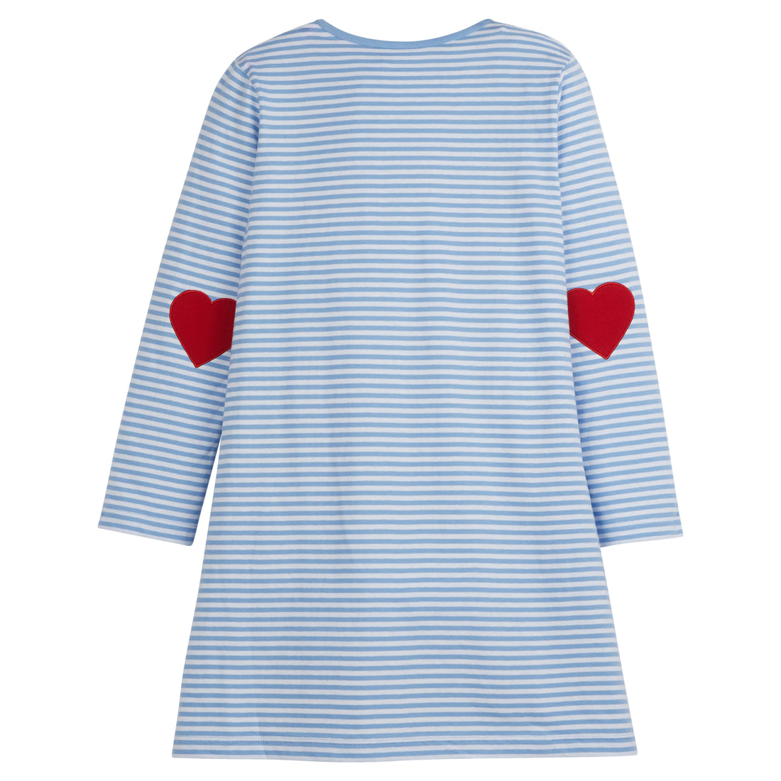 Little English light blue and white striped t-shirt dress with pockets and applique hearts, girl&