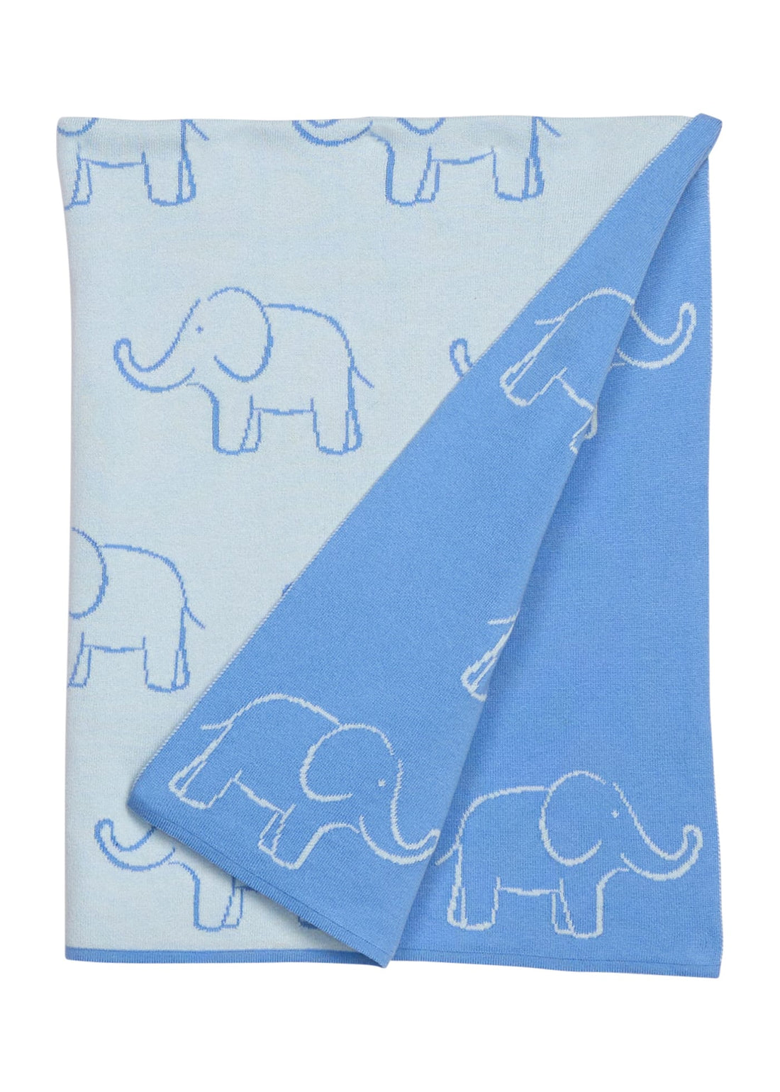 Little English classic reversible blanket with blue elephant motifs, for little boy 