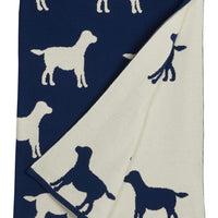 little english classic children's clothing baby boys navy and cream nursery blanket with all around lab motif 