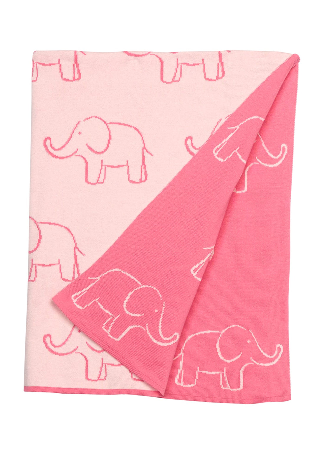 Little English classic reversible blanket with pink elephant motifs, for little girl 