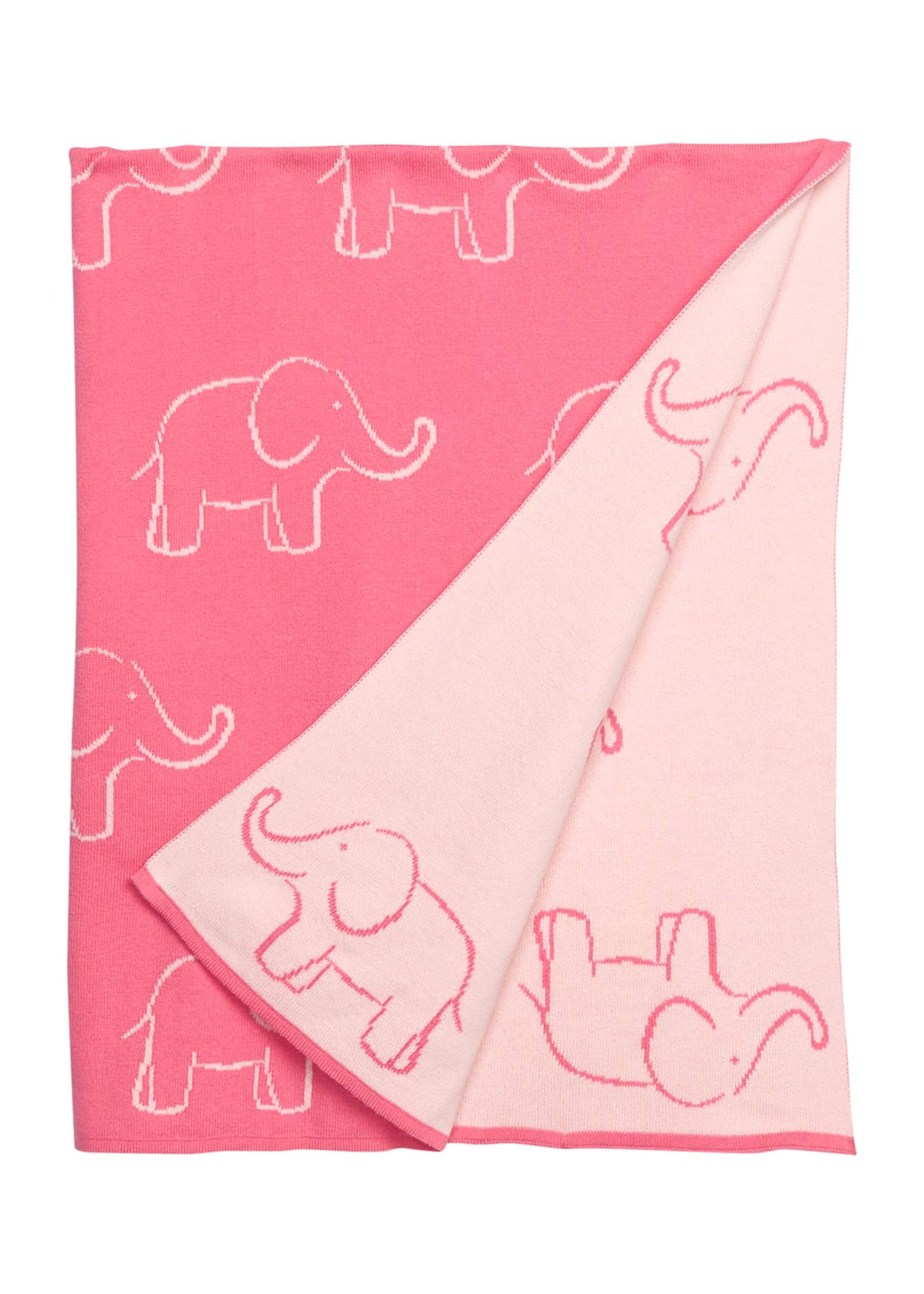 Little English classic reversible blanket with pink elephant motifs, for little girl 