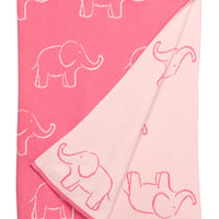 Little English classic reversible blanket with pink elephant motifs, for little girl 