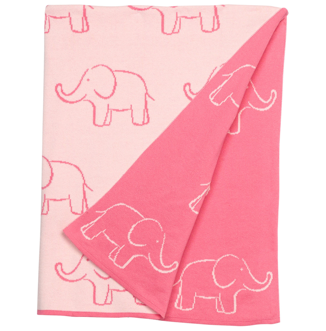 Little English classic reversible blanket with pink elephant motifs, for little girl 