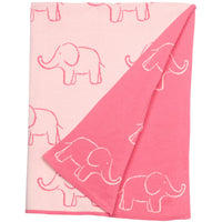 Little English classic reversible blanket with pink elephant motifs, for little girl 